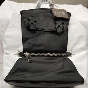NEW RAFE DENISE BLACK AND WHITE LEATHER BACKPACK